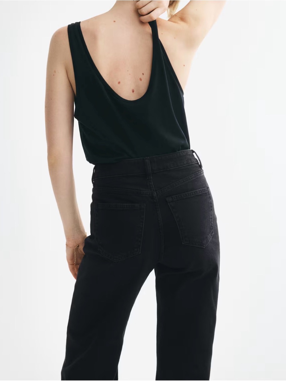 H&M Black High-Rise Straight Leg Jeans